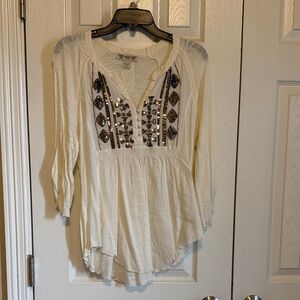 Vintage America Cream Embellished Blouse